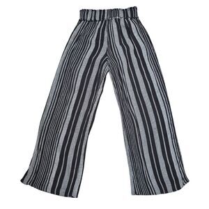 ILLA ILLA Women's S Striped Wide Leg Flowy Pants Black White